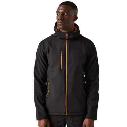 Black-Orange Pop - Side - Regatta Professional Mens 2 Layer Soft Shell Jacket