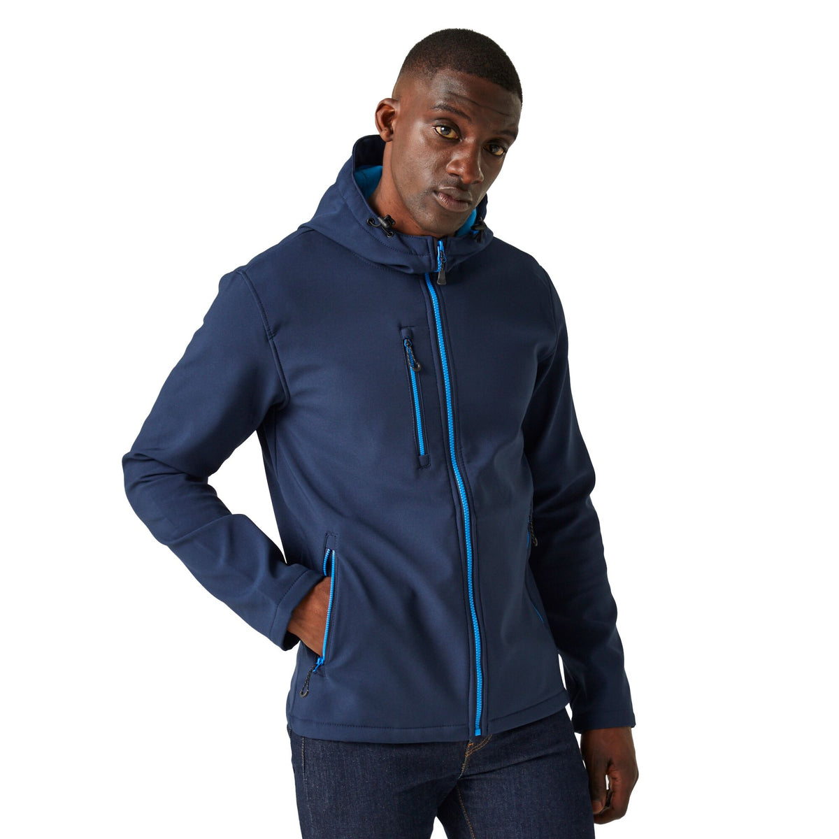Navy-French Blue - Side - Regatta Professional Mens 2 Layer Soft Shell Jacket
