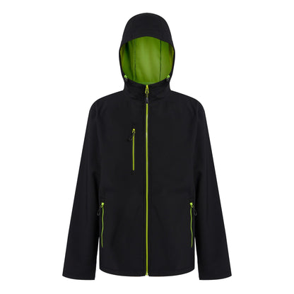Black-Lime Green - Front - Regatta Professional Mens 2 Layer Soft Shell Jacket