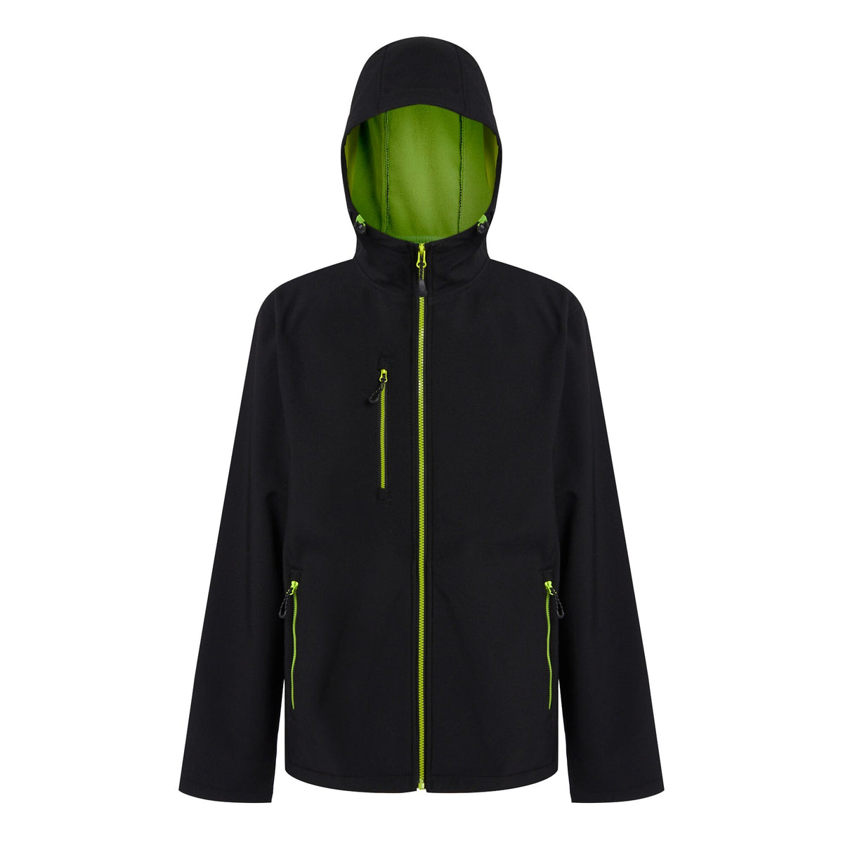 Black-Lime Green - Front - Regatta Professional Mens 2 Layer Soft Shell Jacket