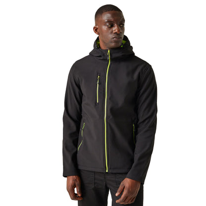 Black-Lime Green - Side - Regatta Professional Mens 2 Layer Soft Shell Jacket