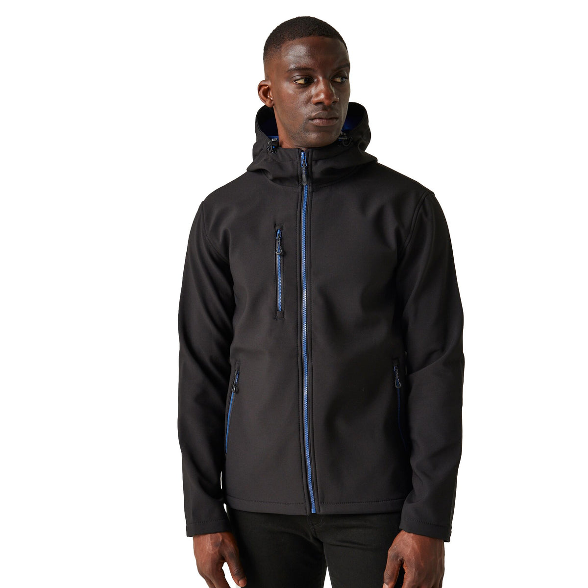 Black-New Royal - Side - Regatta Professional Mens 2 Layer Soft Shell Jacket