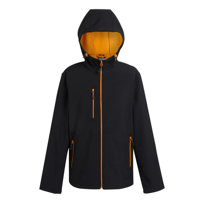 Black-Orange Pop - Front - Regatta Professional Mens 2 Layer Soft Shell Jacket