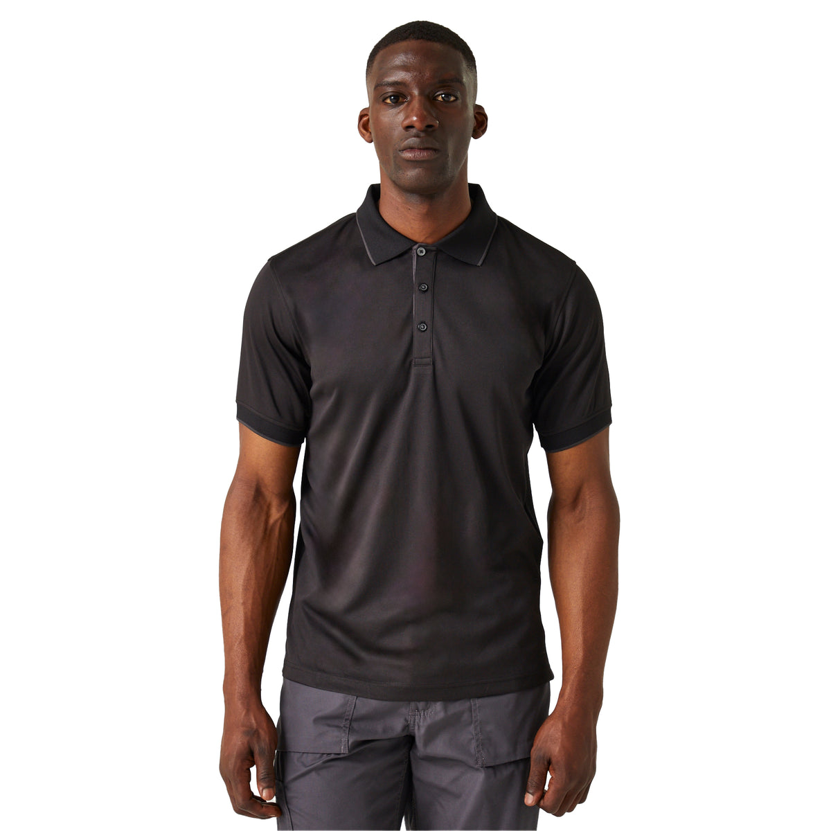 Black-Seal Grey - Side - Regatta Professional Mens Short-Sleeved Polo Shirt