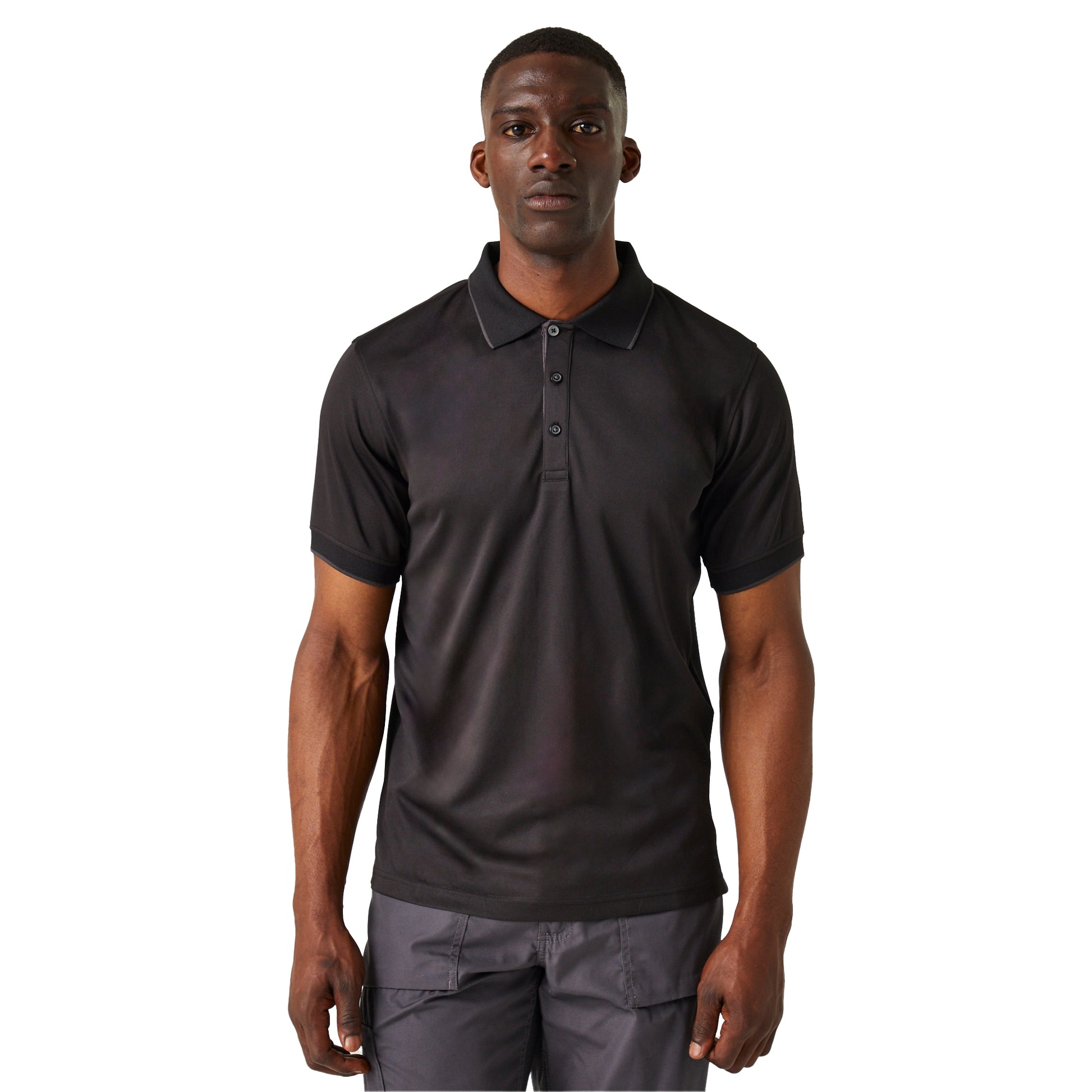 Black-Seal Grey - Side - Regatta Professional Mens Short-Sleeved Polo Shirt