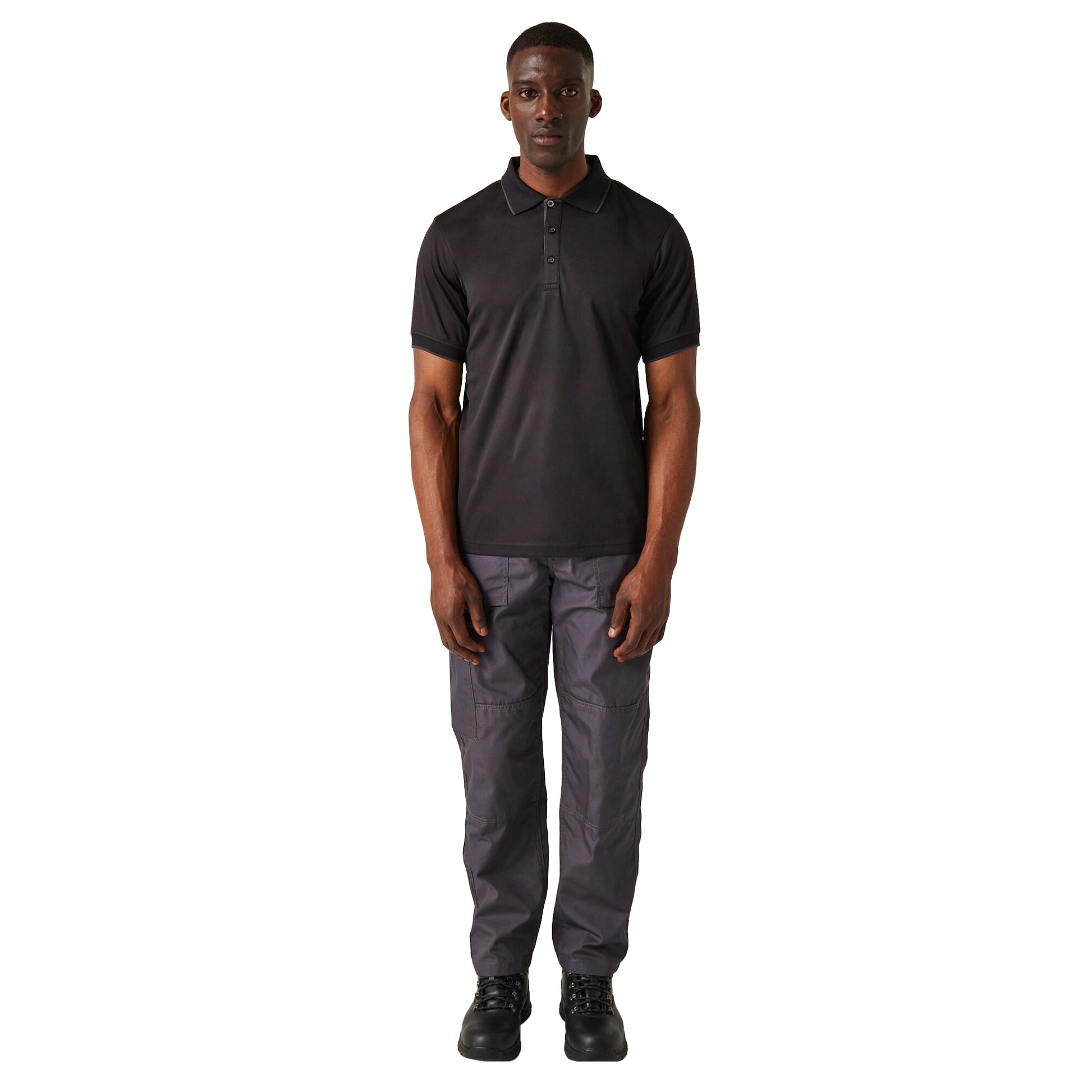 Black-Seal Grey - Pack Shot - Regatta Professional Mens Short-Sleeved Polo Shirt