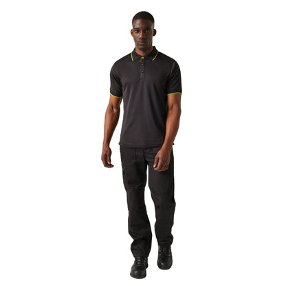 Black-Lime Green - Pack Shot - Regatta Professional Mens Short-Sleeved Polo Shirt