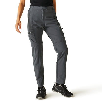 Seal Grey - Side - Regatta Womens-Ladies Travel Light Packaway Trousers