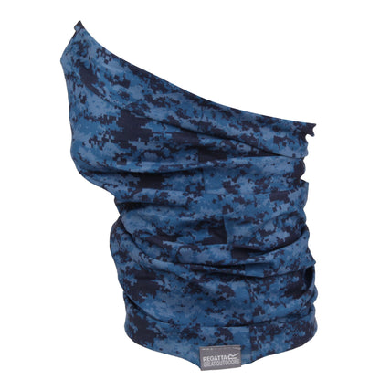 Coronet Blue Camo - Front - Regatta Unisex Adult Multitube Pixel Camo Multiway Snood
