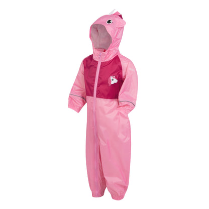 Sweet Pink - Side - Regatta Childrens-Kids Charco Luna Unicorn Puddle Suit