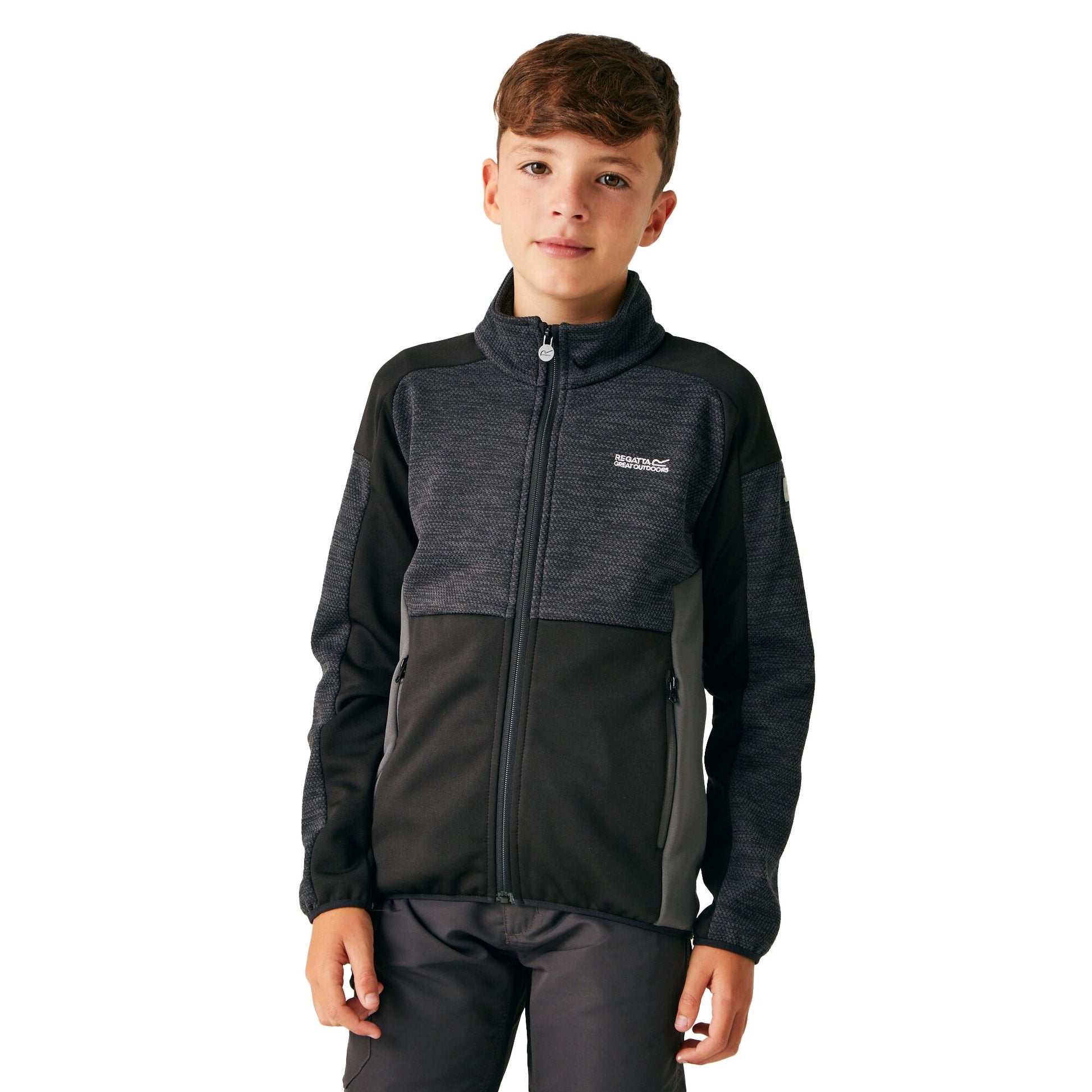 Seal Grey-Black - Lifestyle - Regatta Childrens-Kids Highton III Fleece Jacket
