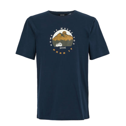 Navy - Front - Regatta Mens Cline IX Home Is Where You Park It T-Shirt