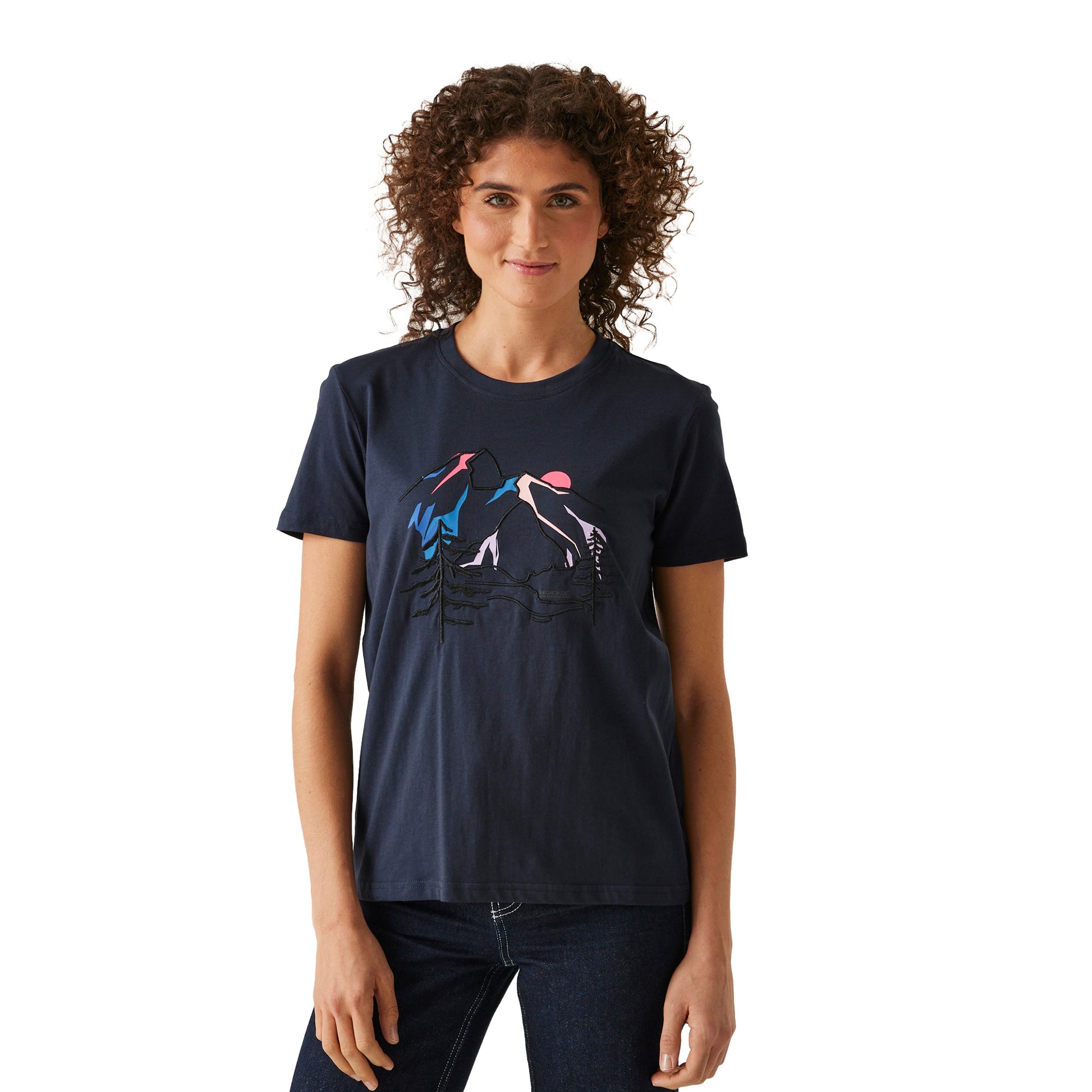 Navy - Side - Regatta Womens-Ladies Filandra IX Embroidered T-Shirt