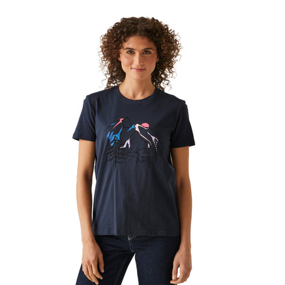 Navy - Side - Regatta Womens-Ladies Filandra IX Embroidered T-Shirt