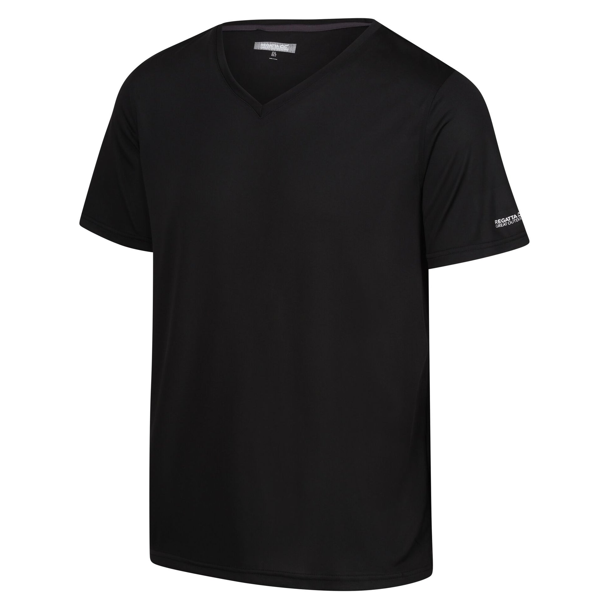 Black - Side - Regatta Mens Fingal V Neck T-Shirt