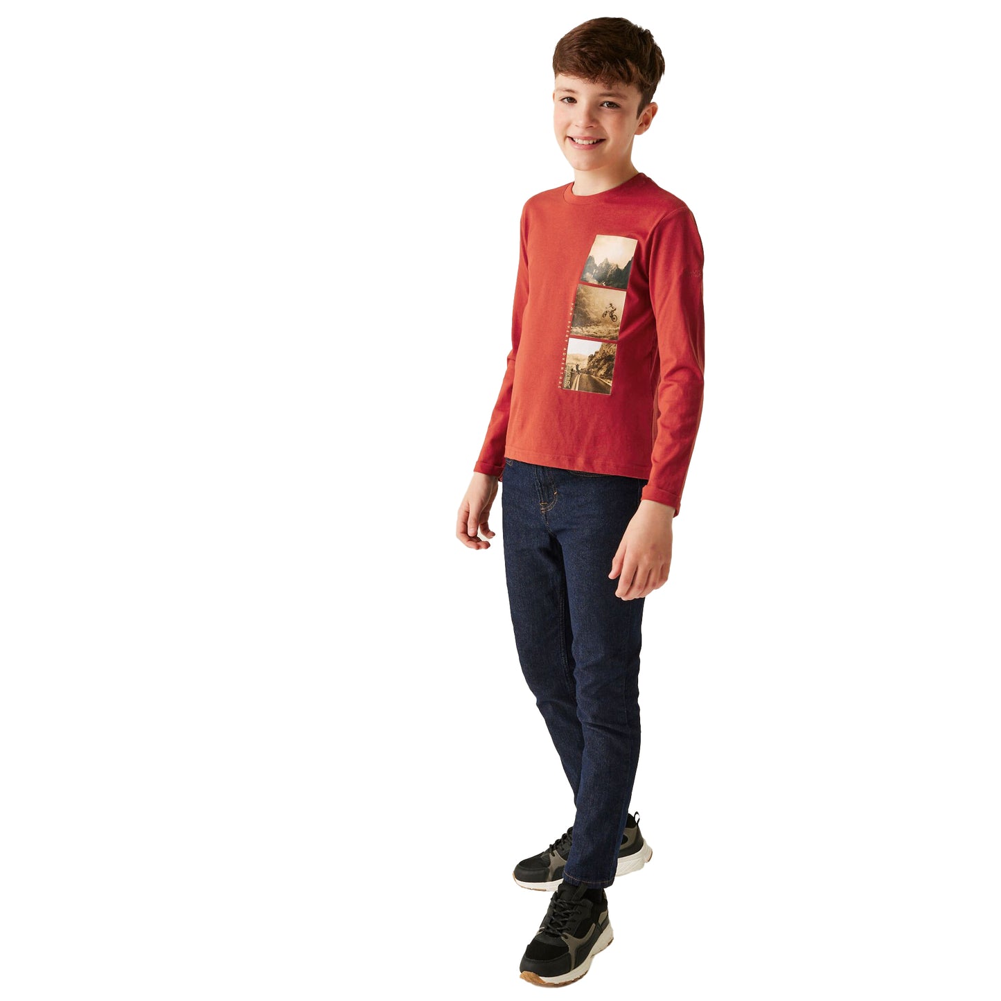 Red Ochre - Lifestyle - Regatta Childrens-Kids Wenbie III Photo Split Long-Sleeved T-Shirt