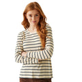 Light Vanilla-Navy - Side - Regatta Womens-Ladies Federica II Stripe Long-Sleeved T-Shirt