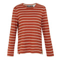 Red Ochre-Light Vanilla - Front - Regatta Womens-Ladies Federica II Stripe Long-Sleeved T-Shirt