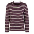 Deep Plum-Light Vanilla - Front - Regatta Womens-Ladies Federica II Stripe Long-Sleeved T-Shirt