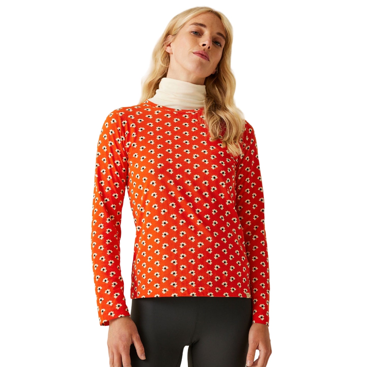 Red - Side - Regatta Womens-Ladies Orla Kiely Clover Long-Sleeved Winter T-Shirt