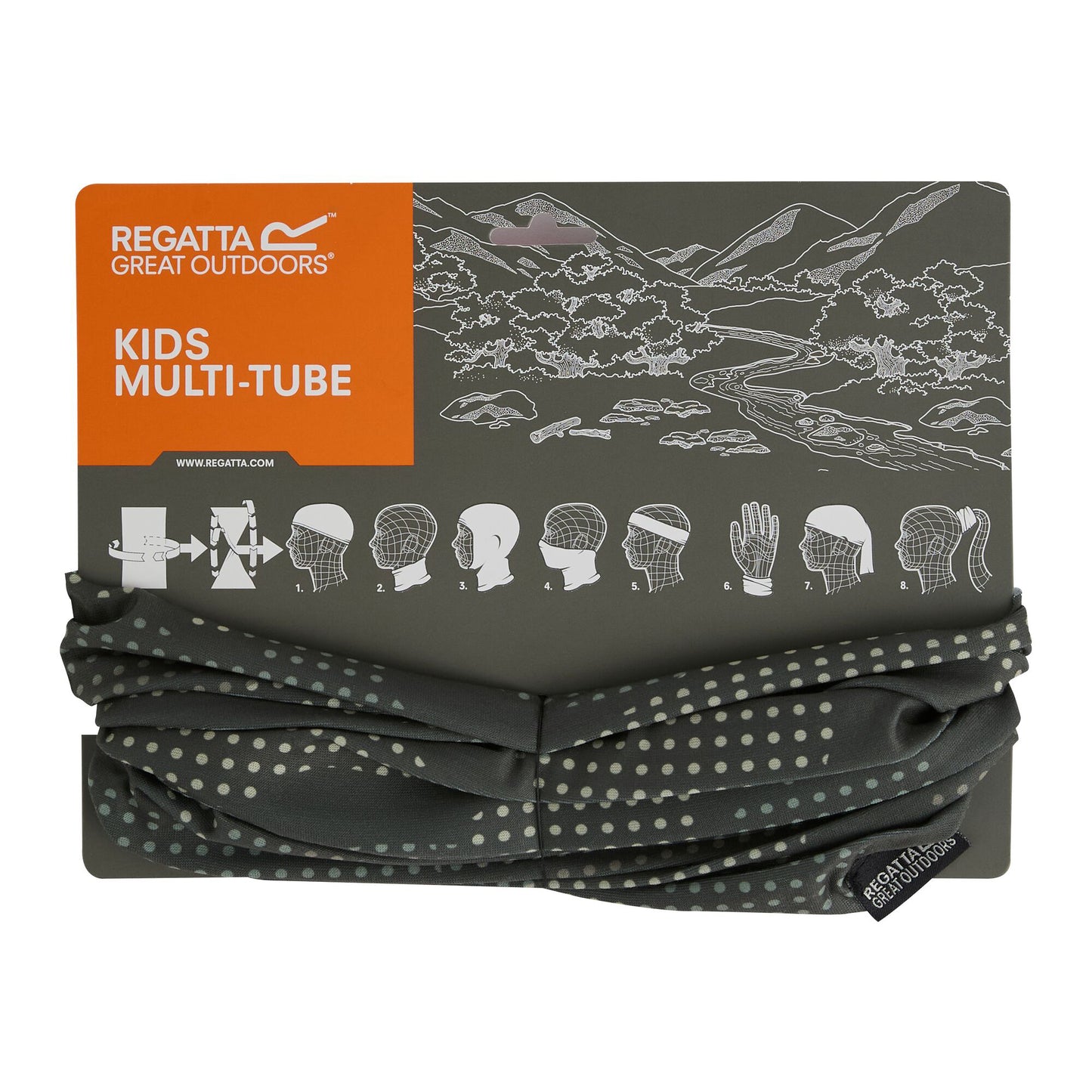 Olive Night - Back - Regatta Childrens-Kids Multitube II Flower Snood