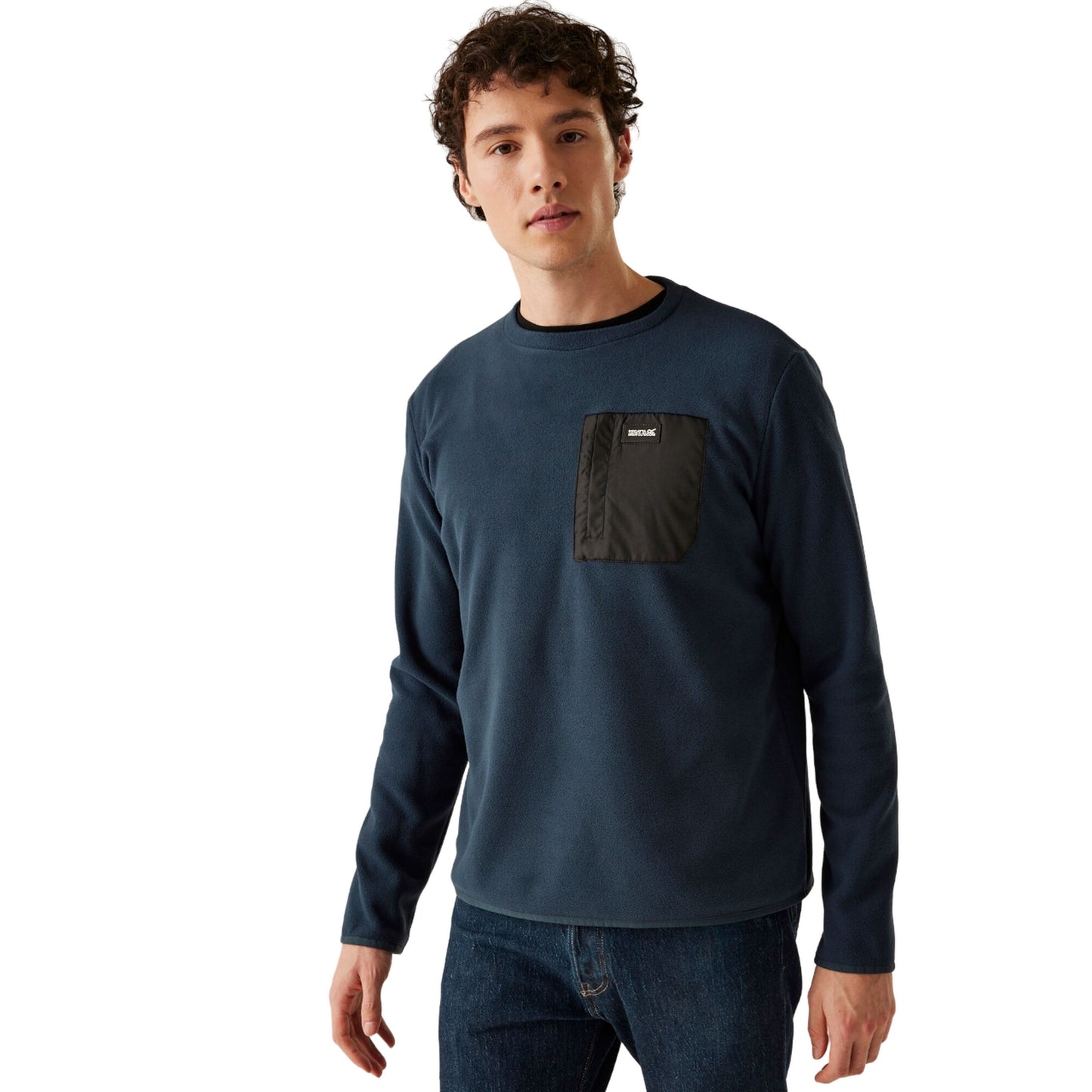 Navy - Side - Regatta Mens Frankie Crew Neck Sweatshirt