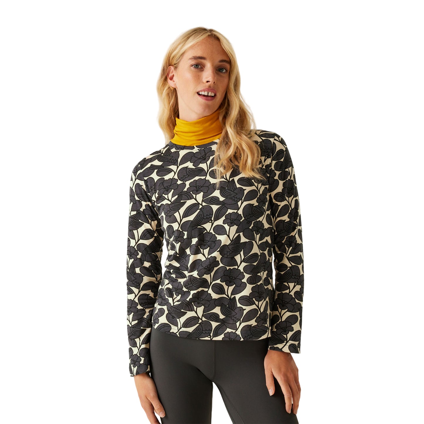 Grey - Side - Regatta Womens-Ladies Orla Kiely Birdy Long-Sleeved Winter T-Shirt