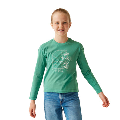Dusty Green - Side - Regatta Childrens-Kids Wenbie III Flower Mountain T-Shirt