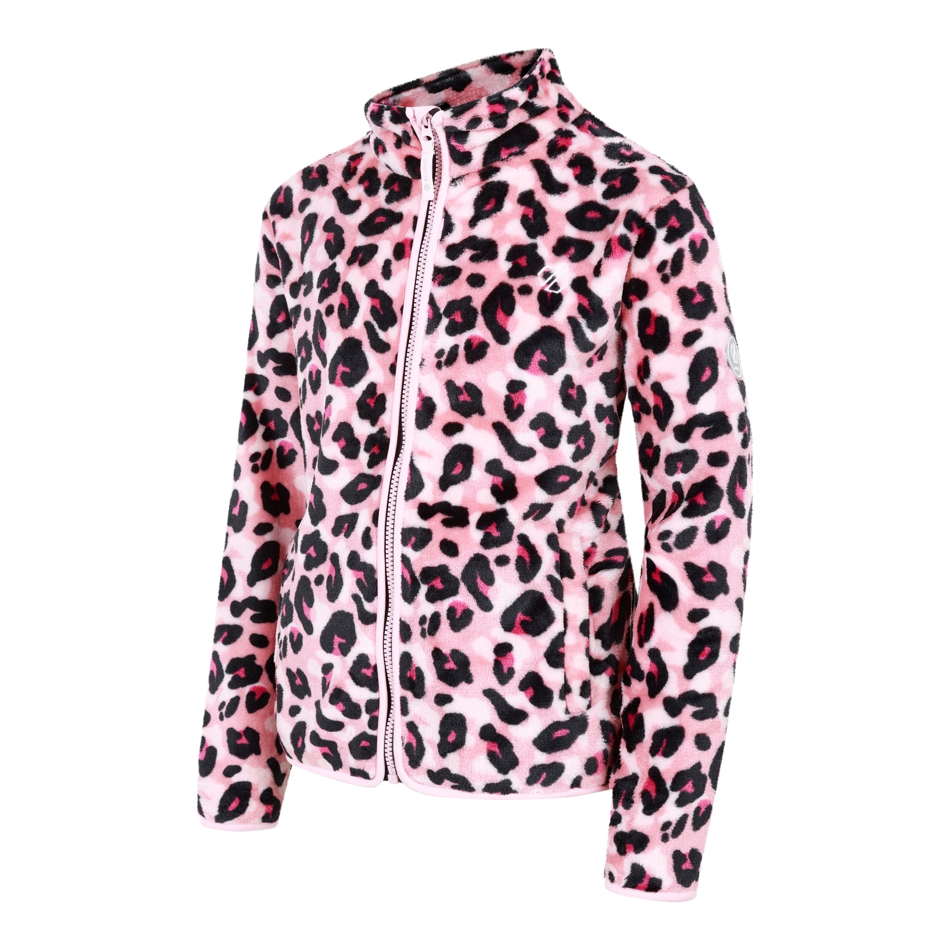 Dusty Rose - Side - Dare 2B Childrens-Kids Zesty Cheetah Print Fleece Jacket