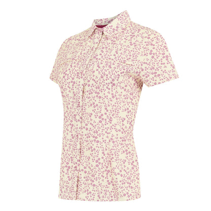 Light Vanilla - Side - Regatta Womens-Ladies Floral Packaway Short-Sleeved Travel Shirt