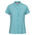 Tahoe Blue - Front - Regatta Womens-Ladies Floral Packaway Short-Sleeved Travel Shirt