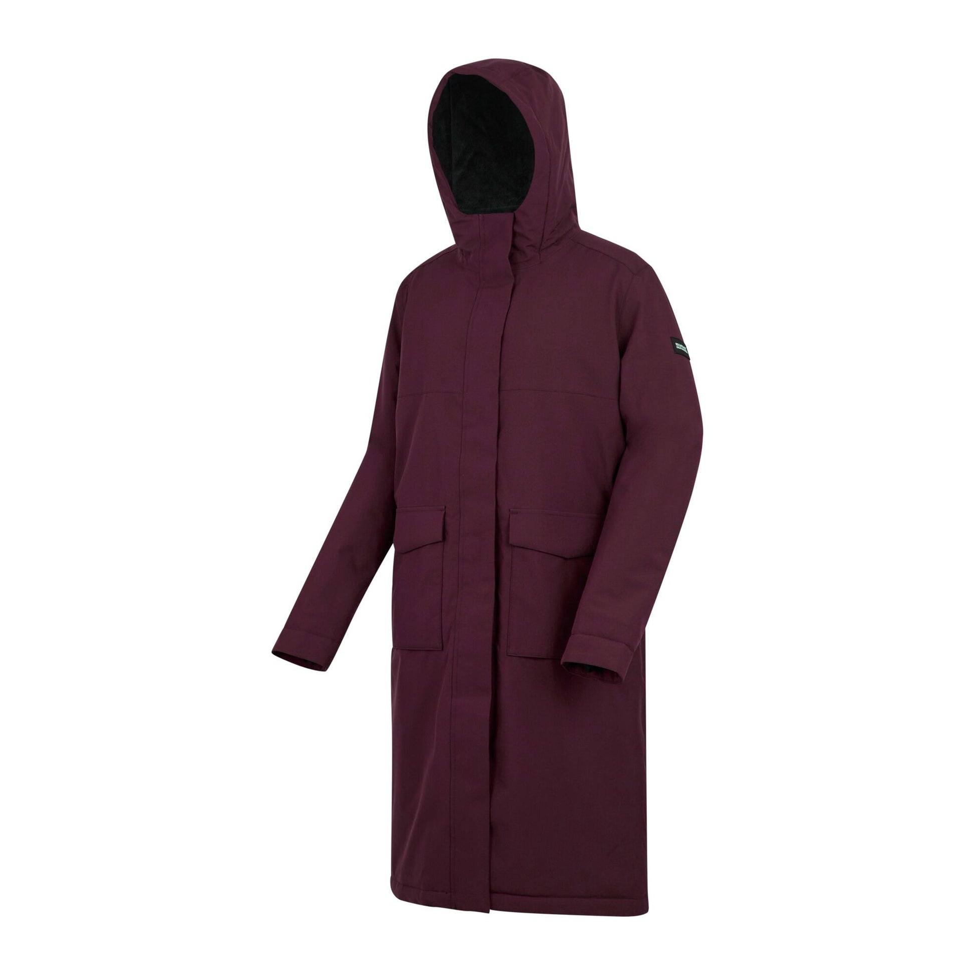 Fig-Black - Side - Regatta Womens-Ladies Yarli Longline Waterproof Jacket