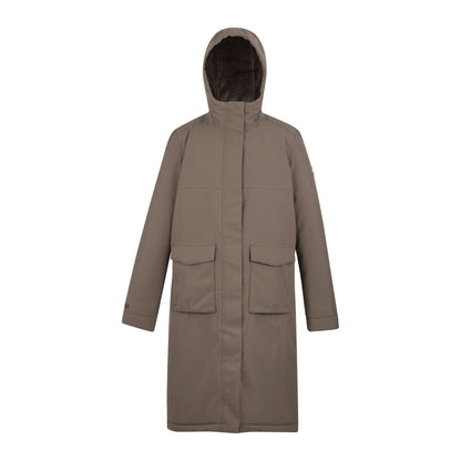 Mocha-Cocoa - Front - Regatta Womens-Ladies Yarli Longline Waterproof Jacket