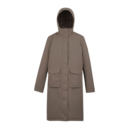 Mocha-Cocoa - Front - Regatta Womens-Ladies Yarli Longline Waterproof Jacket