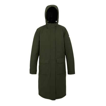 Dark Khaki-Light Vanilla - Front - Regatta Womens-Ladies Yarli Longline Waterproof Jacket