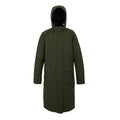Dark Khaki-Black - Front - Regatta Womens-Ladies Yarli Longline Waterproof Jacket