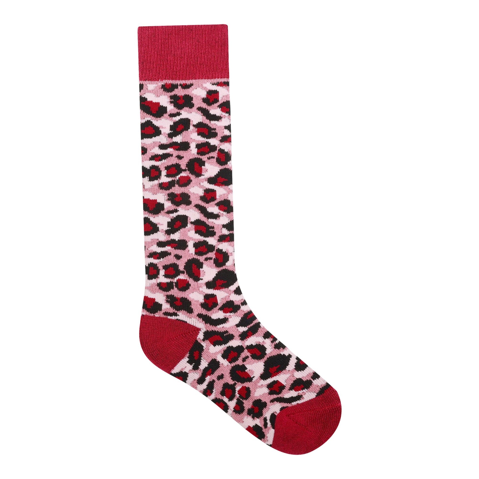 Dusty Rose - Back - Regatta Childrens-Kids Cheetah Print Ski Socks