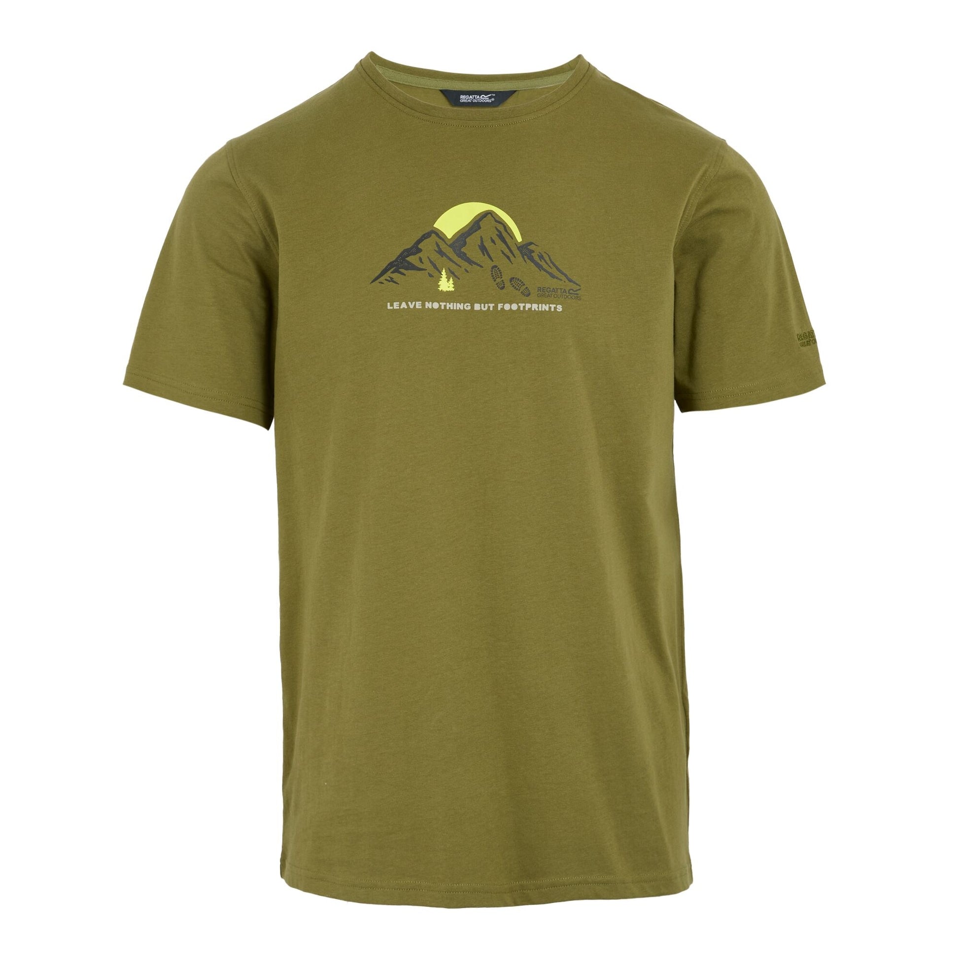 Nephrite Green - Front - Regatta Mens Leave Nothing But Footprints Cline IX T-Shirt