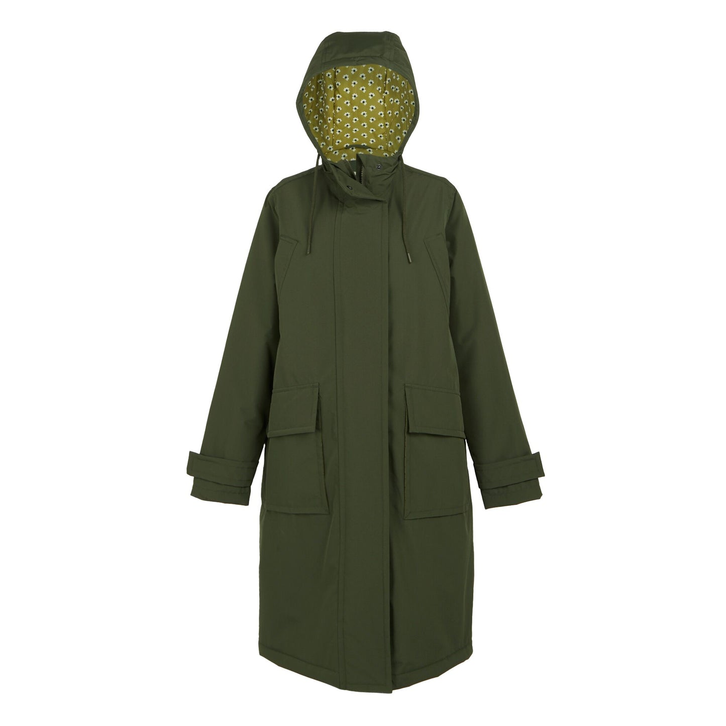 Dark Khaki-Olive - Front - Regatta Womens-Ladies Orla Kiely Longline Waterproof Jacket