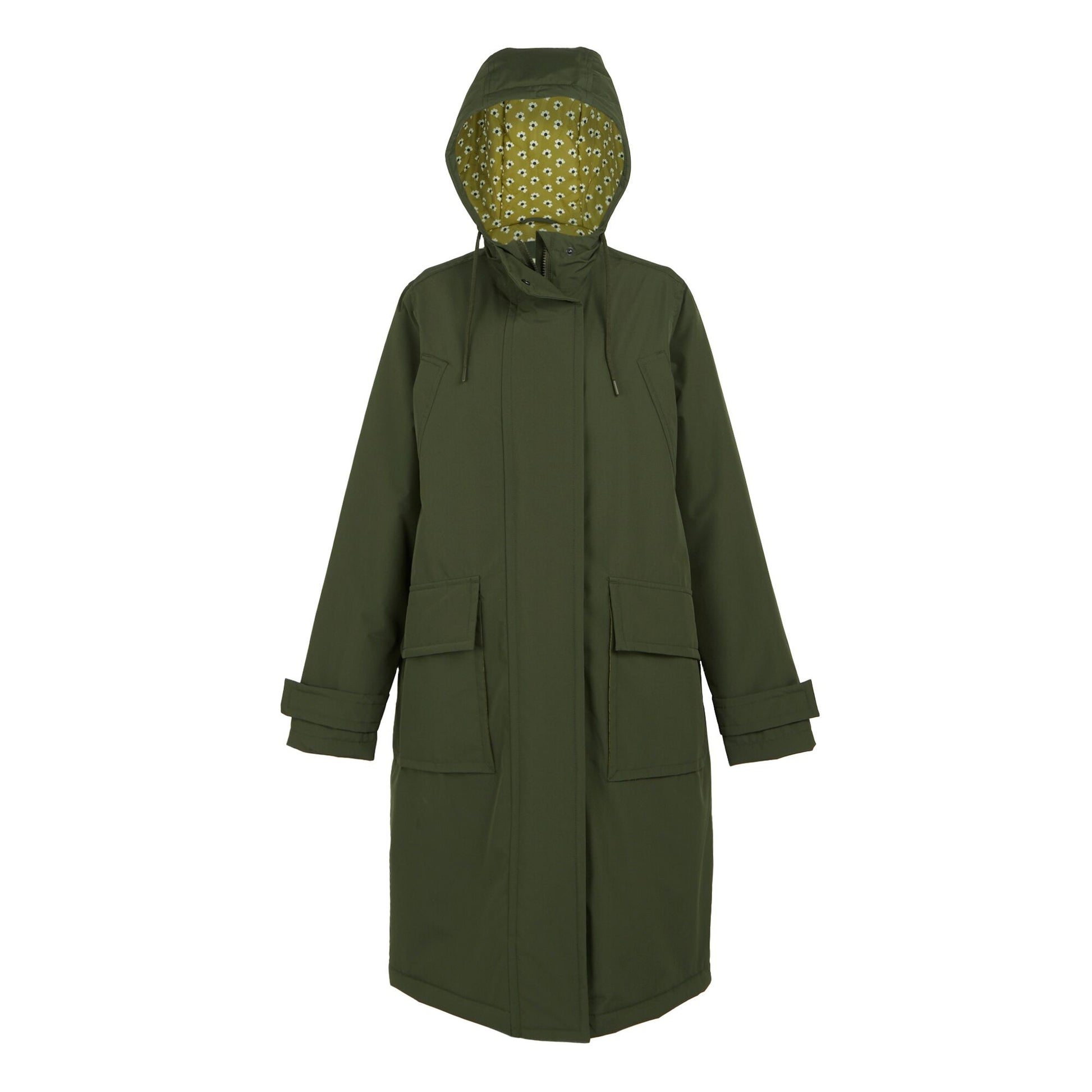 Dark Khaki-Olive - Front - Regatta Womens-Ladies Orla Kiely Longline Waterproof Jacket