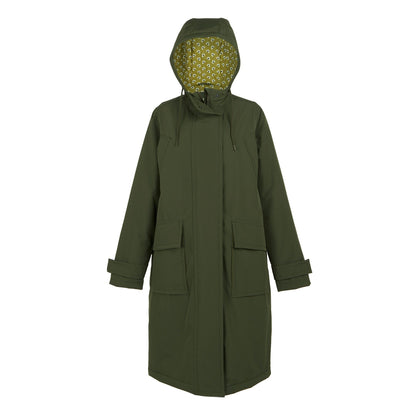 Dark Khaki-Olive - Front - Regatta Womens-Ladies Orla Kiely Longline Waterproof Jacket
