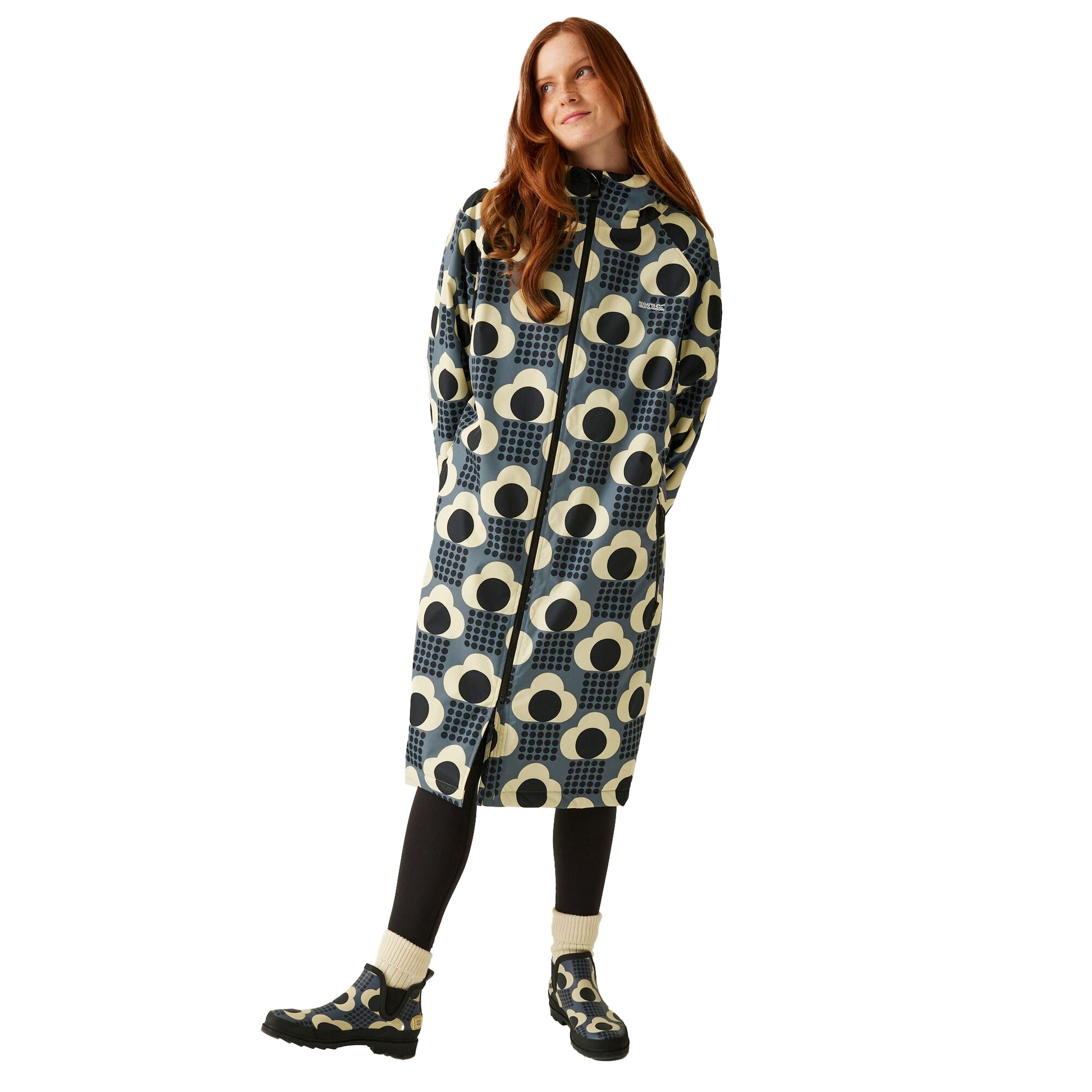 Grey - Side - Regatta Womens-Ladies Orla Kiely Rain Cloud Changing Robe