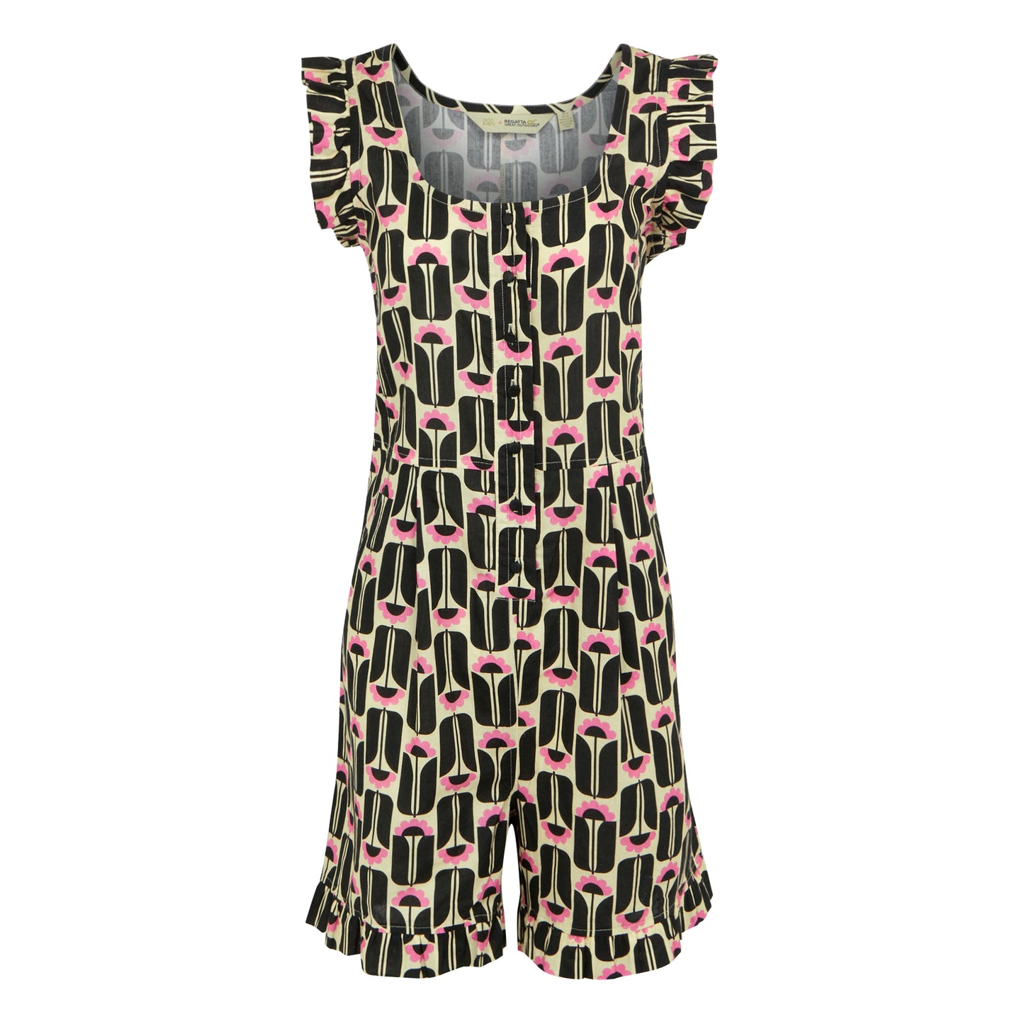 Black - Front - Regatta Womens-Ladies Orla Kiely Tall Flowers Playsuit