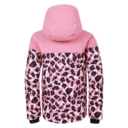 Dusty Rose - Back - Dare 2B Childrens-Kids Liftie Cheetah Print Ski Jacket