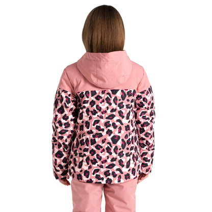 Dusty Rose - Pack Shot - Dare 2B Childrens-Kids Liftie Cheetah Print Ski Jacket
