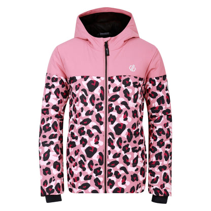Dusty Rose - Front - Dare 2B Childrens-Kids Liftie Cheetah Print Ski Jacket