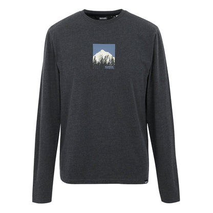 Black - Front - Regatta Mens Maylow Scenery Marl Long-Sleeved T-Shirt