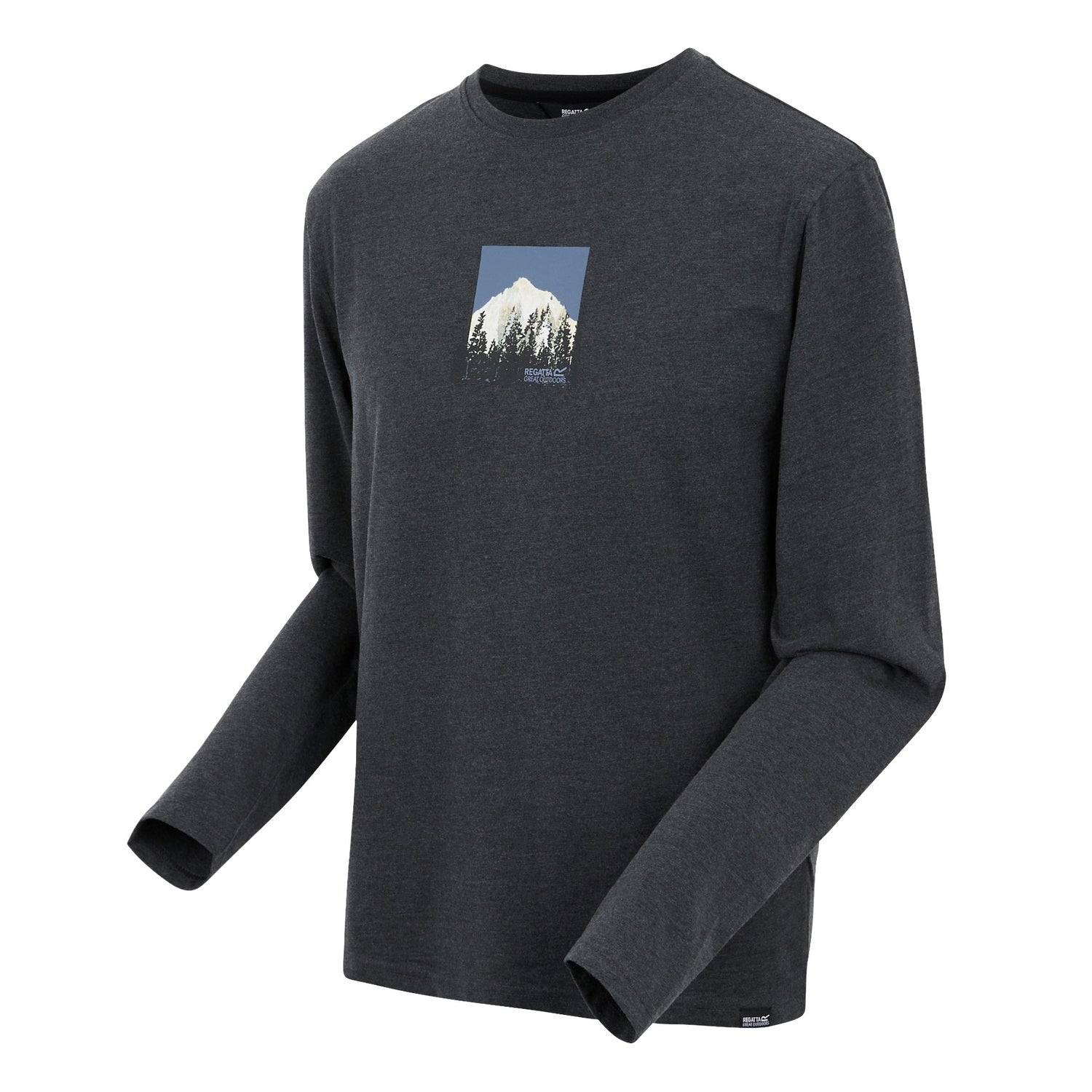 Black - Side - Regatta Mens Maylow Scenery Marl Long-Sleeved T-Shirt