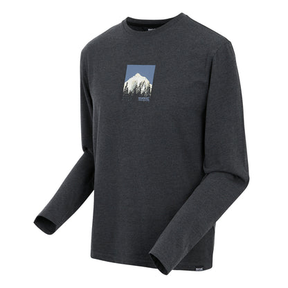 Black - Side - Regatta Mens Maylow Scenery Marl Long-Sleeved T-Shirt