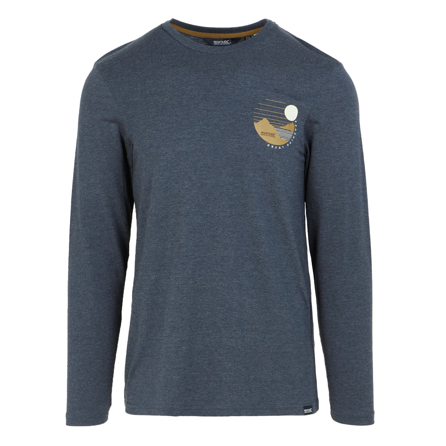 Navy Marl - Front - Regatta Mens Maylow Scenery Marl Long-Sleeved T-Shirt